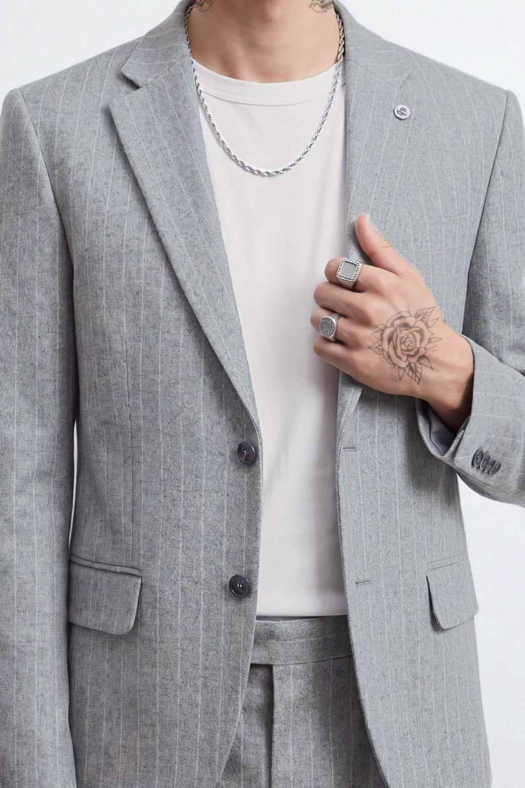 Apollo Fashions Urbanwear Tyson Relaxed Fit Grey Pinstripe Suit
