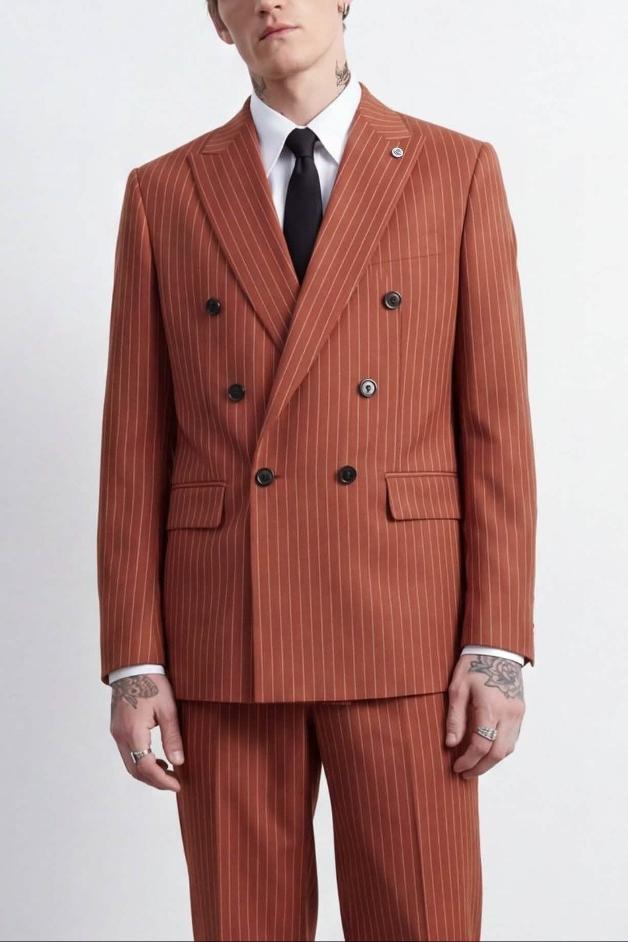 Apollo Fashions Urbanwear Syrah Relaxed Fit Double Breasted Orange Suit
