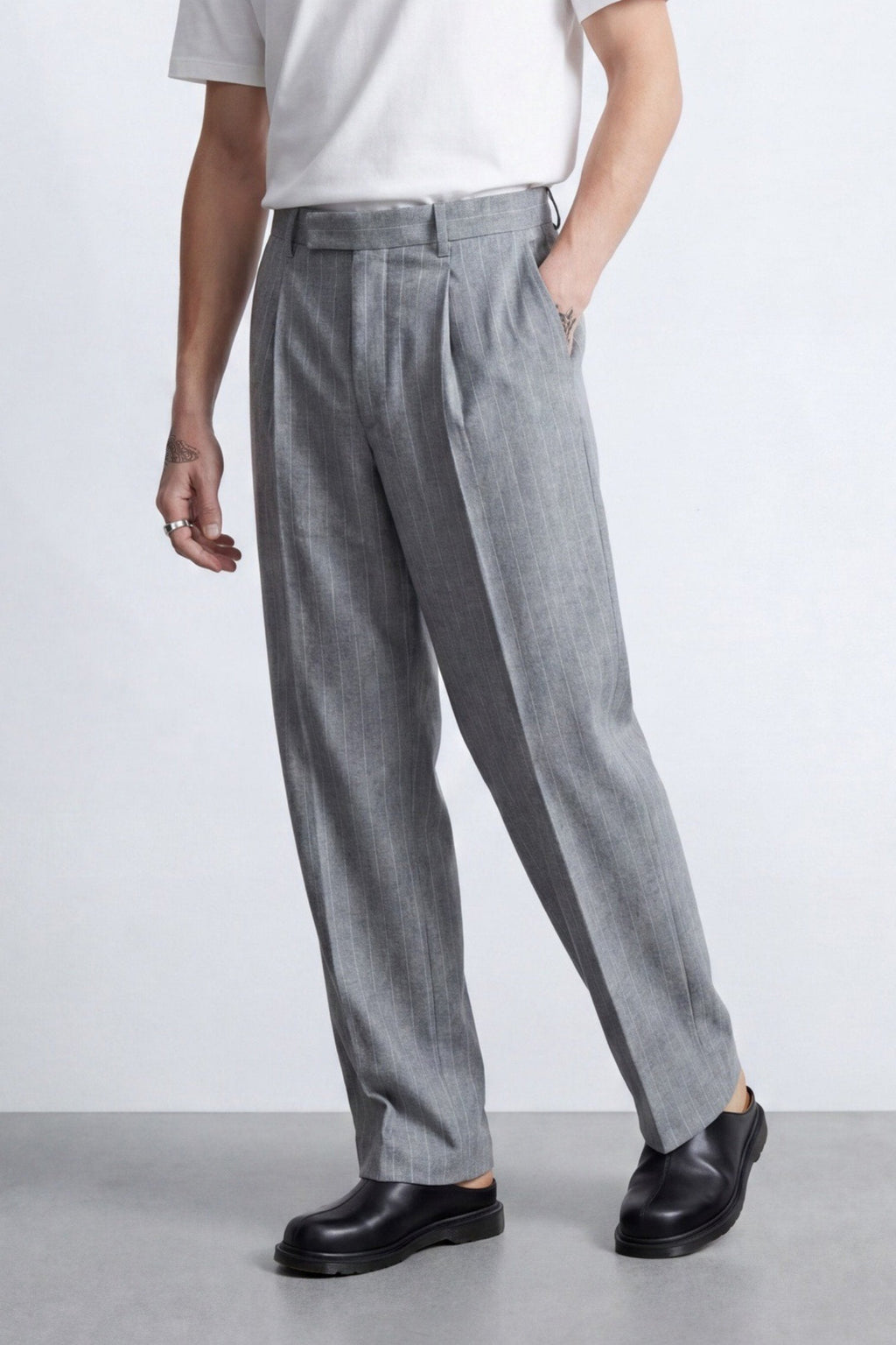 Apollo Fashions Urbanwear Tyson Relaxed Fit Grey Pinstripe Suit