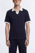 Apollo Fashions Urbanwear Henry Navy Textured Open Collar Polo