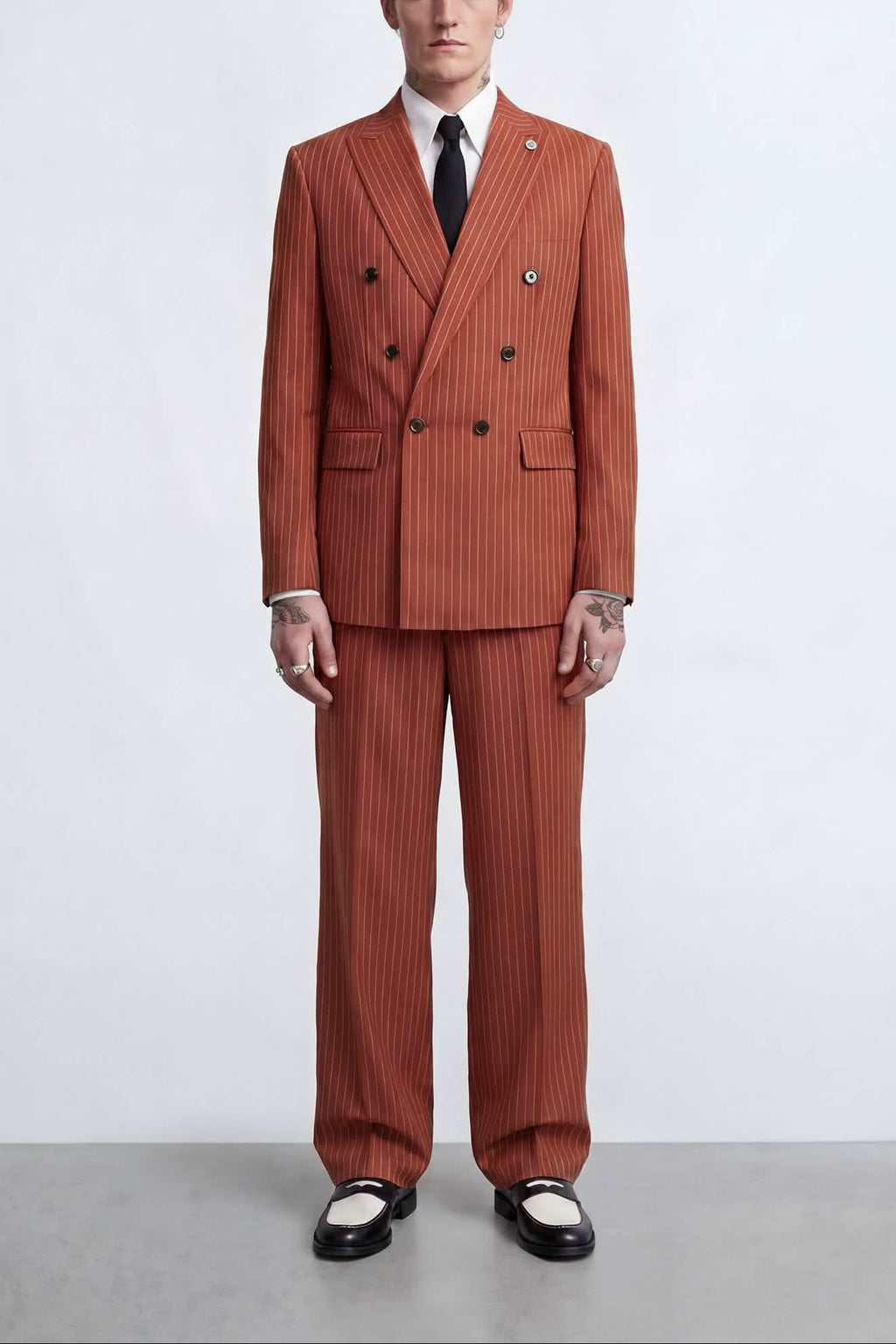Apollo Fashions Urbanwear Syrah relaxed fit orange double breasted suit