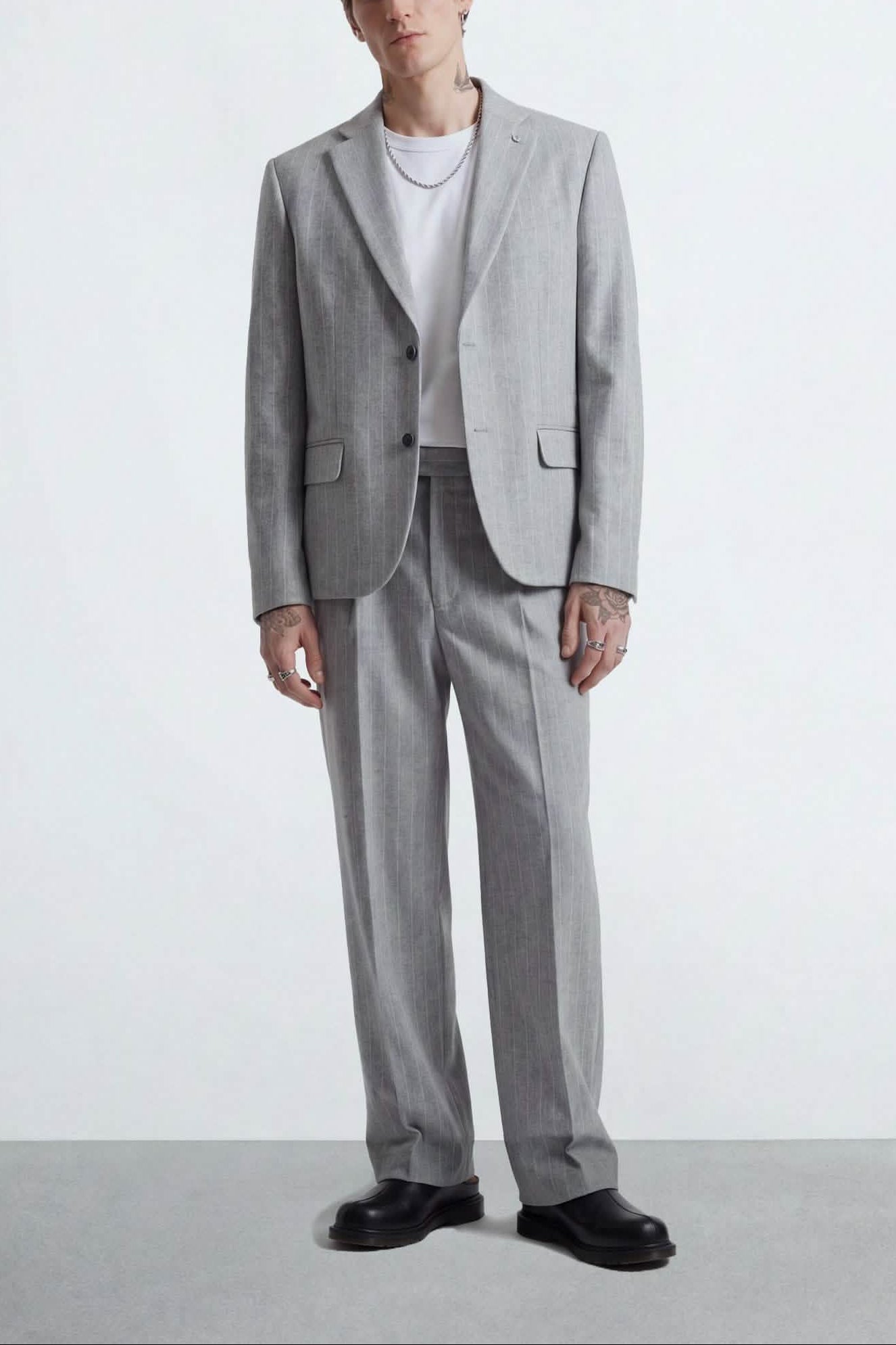 Apollo Fashions Urbanwear Tyson Relaxed Fit Grey Pinstripe Suit