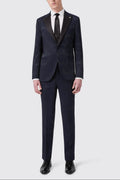 Apollo Fashions Urbanwear Men's Navy Jacquard Slim Fit Tuxedo Suit