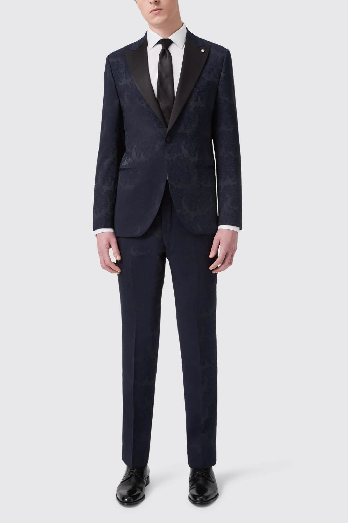 Apollo Fashions Urbanwear Men's Navy Jacquard Slim Fit Tuxedo Suit