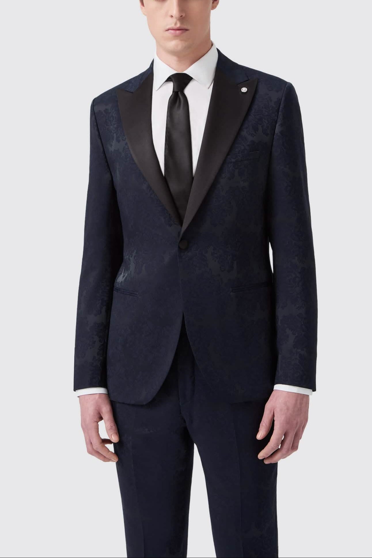 Apollo Fashions Urbanwear Minerva Slim Fit Navy Jacquard Tuxedo Suit