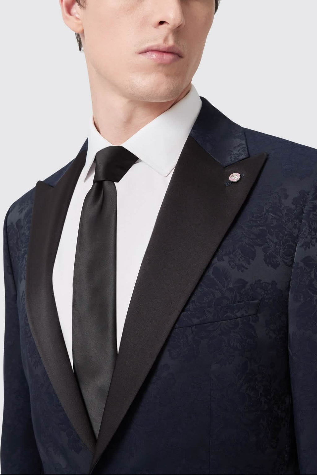 Apollo Fashions Urbanwear Minerva Slim Fit Navy Jacquard Tuxedo Suit