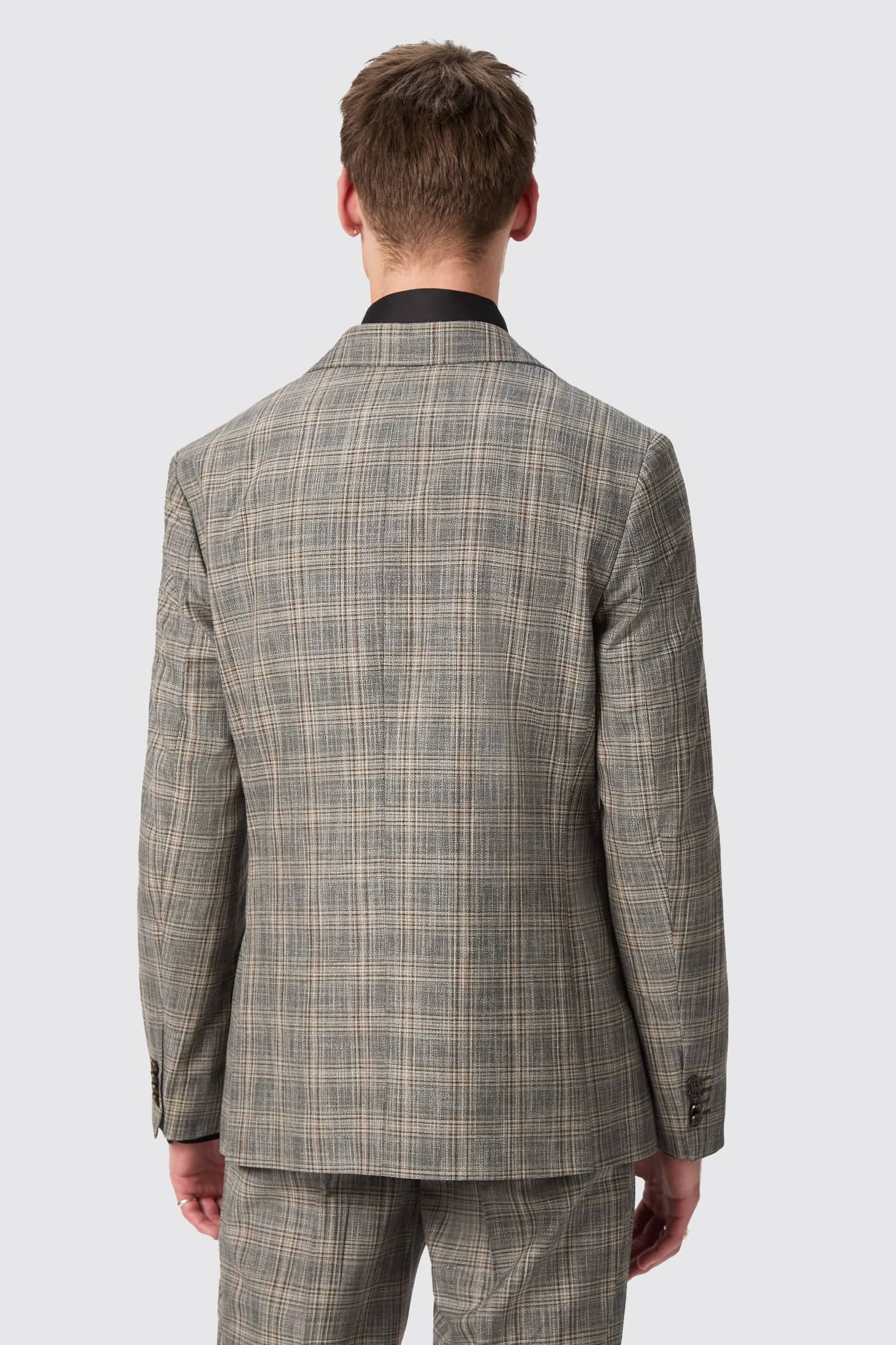 Apollo Fashions Urbanwear Plunkett Slim Fit Grey Check Double Breasted Suit