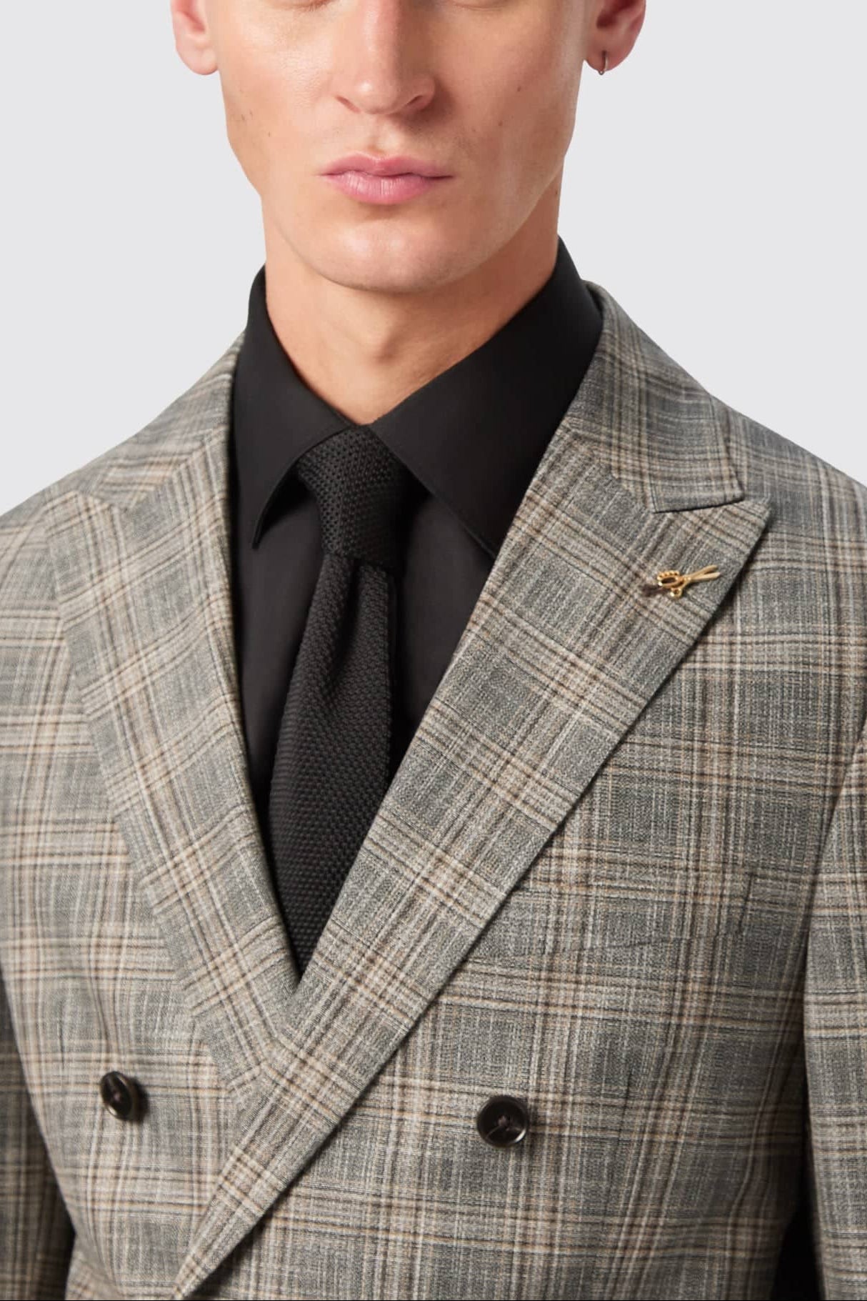 Apollo Fashions Urbanwear Plunkett Slim Fit Grey Check Double Breasted Suit