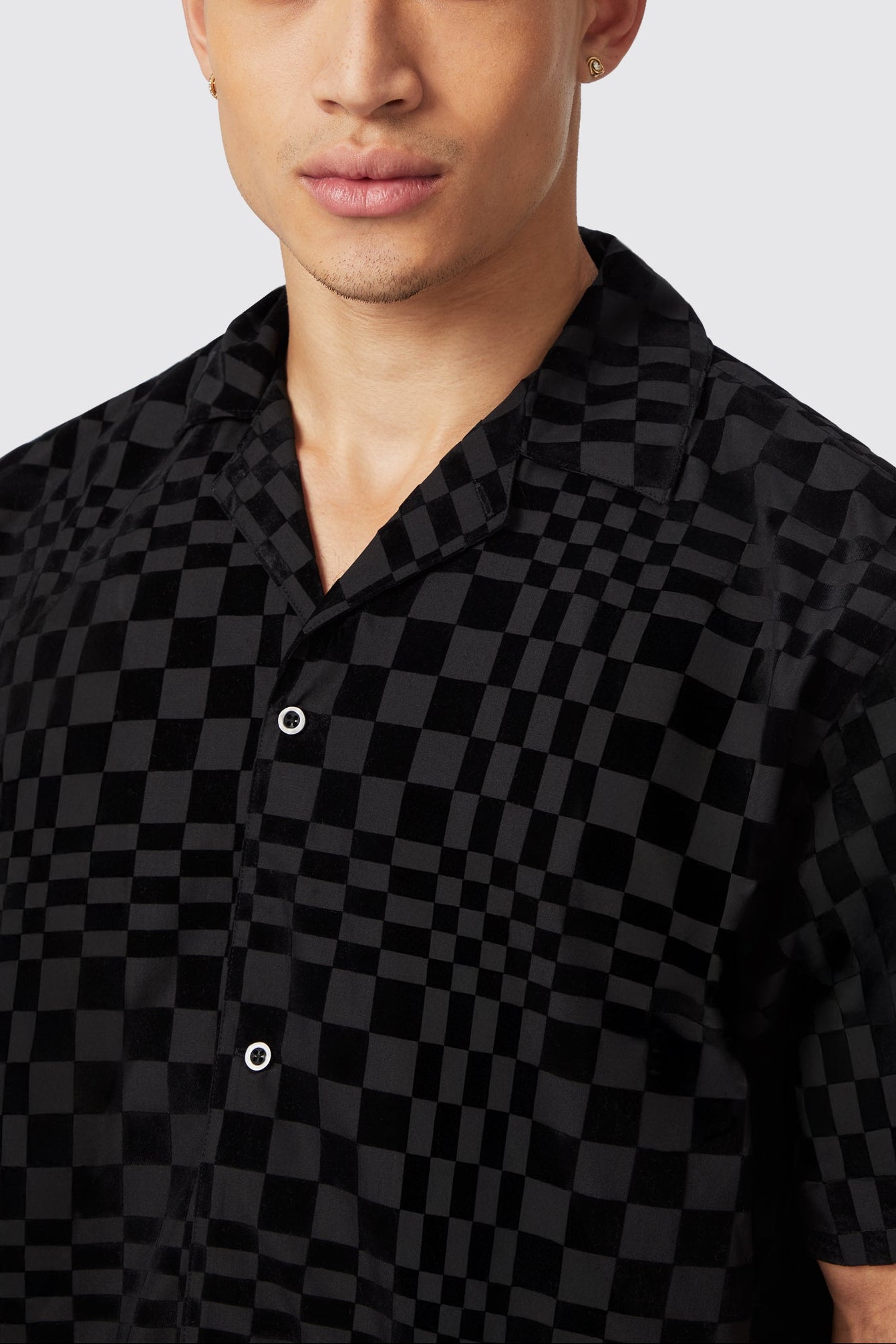 Apollo Fashions Urbanwear Tiber Slim Fit Black Check Short Sleeve Shirt