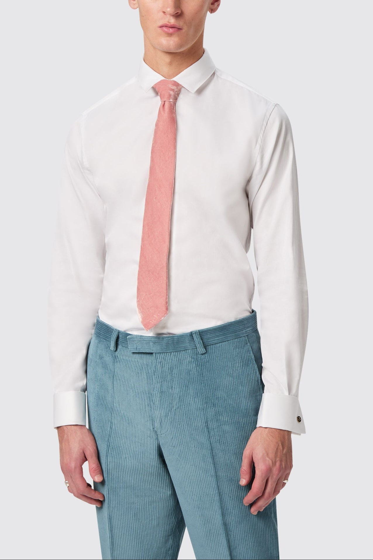 Apollo Fashions Urbanwear Westwood Skinny Fit White Double Cuff Cotton Shirt with Cufflinks