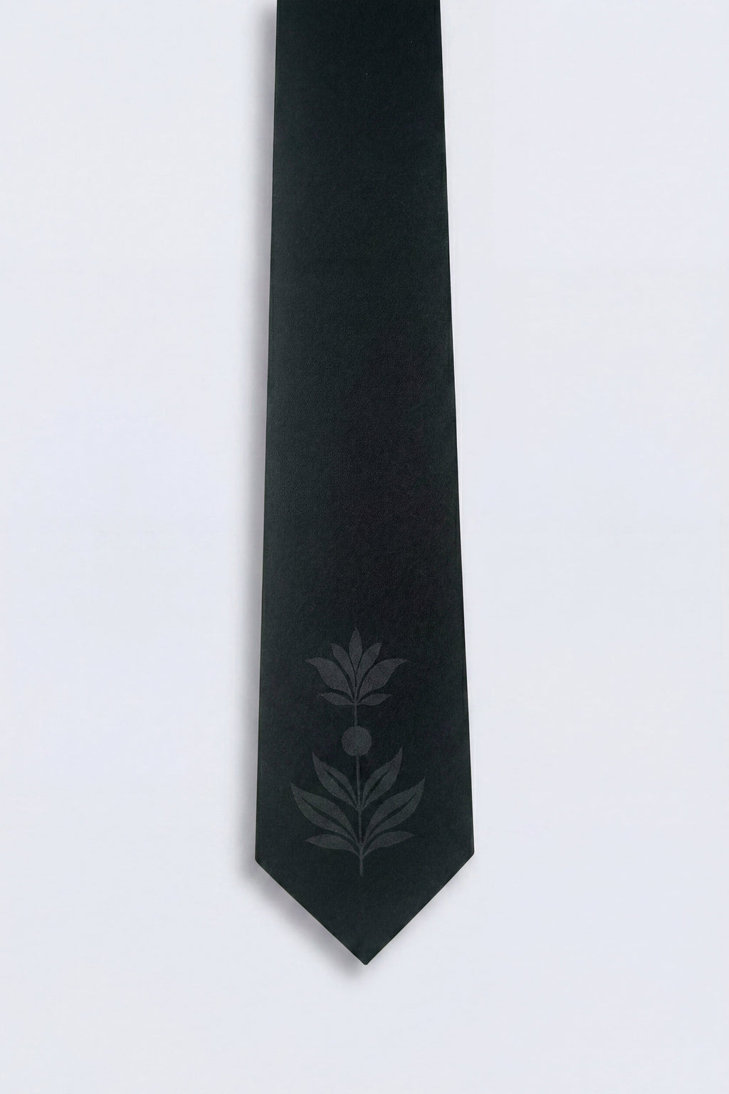 Apollo Fashions Urbanwear black skinny tie with floral placement design
