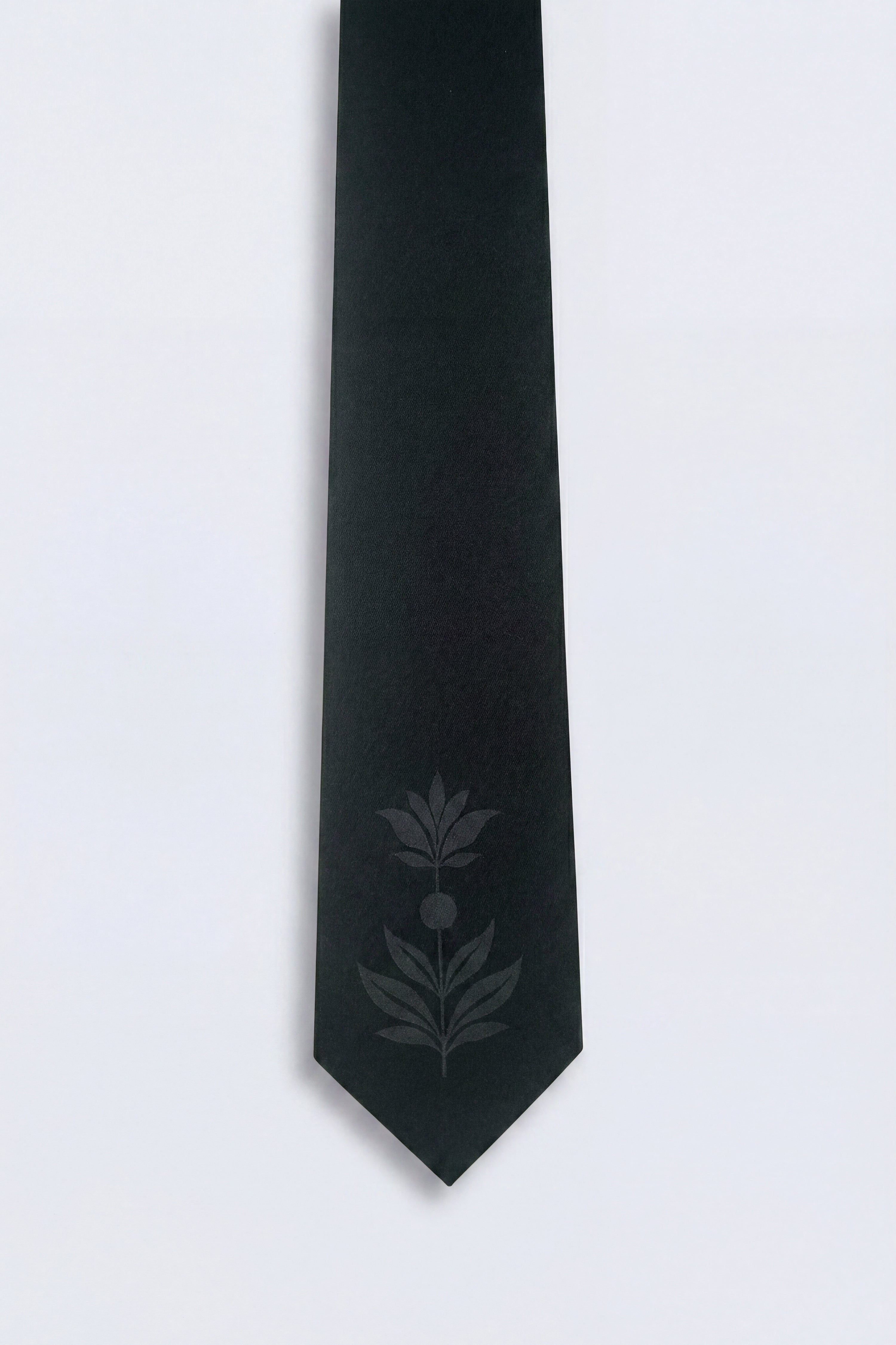 Apollo Fashions Urbanwear black skinny tie with floral placement design