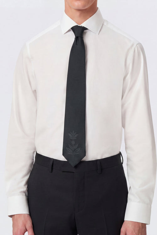 Apollo Fashions Urbanwear Black Floral Placement Skinny Tie