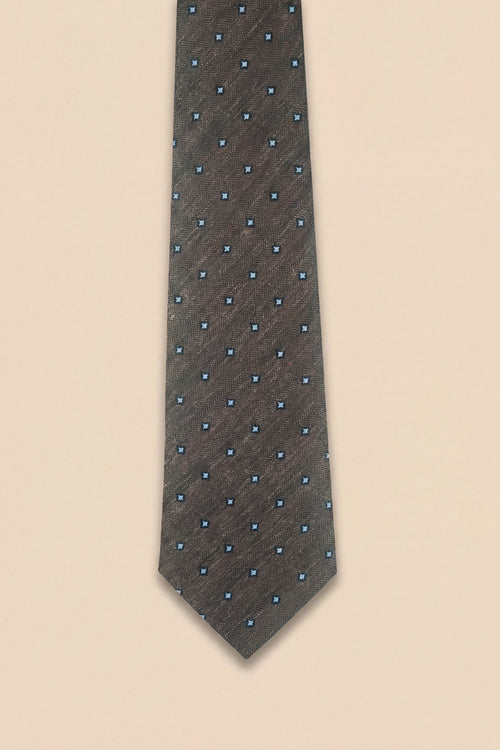 Apollo Fashions Urbanwear brown silk tie with light blue and navy daisy pattern